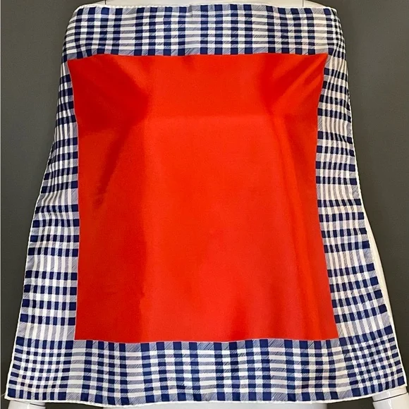 Super Cute Vintage Scarf Red Blue 23 In Sq Excellent Condition - Picture 2 of 7